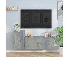 TV staliukas TV spintelių komplektas, 2 dalių, betono pilkas, mediena