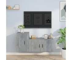 TV spintelių komplektas, 2 dalių, betono pilkas, mediena