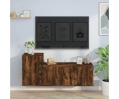 TV staliukas TV spintelių komplektas, 2 dalių, dūminio ąžuolo, mediena