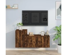 TV spintelių komplektas, 2 dalių, dūminio ąžuolo, mediena