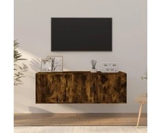 TV staliukas TV spintelių komplektas, 2 dalių, dūminio ąžuolo, mediena
