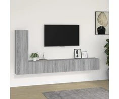 TV staliukas TV spintelių komplektas, 3 dalių, pilkas ąžuolo, mediena