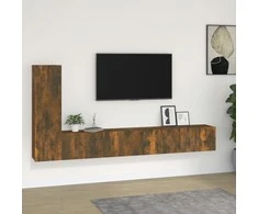 TV staliukas TV spintelių komplektas, 3 dalių, dūminio ąžuolo, mediena