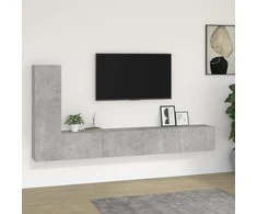 TV staliukas TV spintelių komplektas, 3 dalių, betono pilkas, mediena