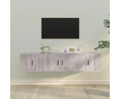 TV staliukas TV spintelių komplektas, 3 dalių, pilkas ąžuolo, mediena