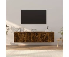 TV staliukas TV spintelių komplektas, 3 dalių, dūminio ąžuolo, mediena