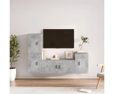 TV staliukas TV spintelių komplektas, 4 dalių, betono pilkas, mediena