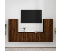 TV staliukas TV spintelių komplektas, 4 dalių, rudas ąžuolo, mediena