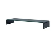 TV stovas/monitoriaus pakyla, juodas stiklas, 100x30x13 cm