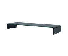TV stovas/monitoriaus pakyla, juodas stiklas, 110x30x13 cm
