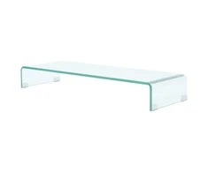 TV stovas/monitoriaus pakyla, skaidrus stiklas, 90x30x13 cm