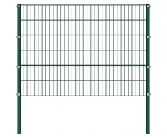 Tvoros segmentai su stulpais, žalios spalvos, 1,7x1,2m, geležis