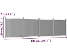 Tvoros segmentas, pilkos spalvos, 699x186cm, WPC