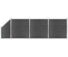 Tvoros segmentų rinkinys, juodos spalvos, 619x(105-186)cm, WPC