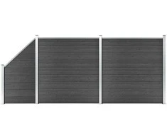 Tvoros segmentų rinkinys, juodos spalvos, 446x(105-186)cm, WPC