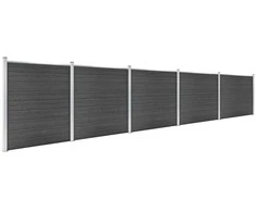Tvoros segmentų rinkinys, juodos spalvos, 872x186cm, WPC