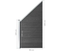 Tvoros segmentų rinkinys, juodos spalvos, 792x(105-186)cm, WPC