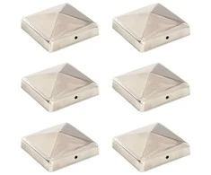 Tvoros stulpų dangteliai, 6vnt., 91x91mm, nerūdijantis plienas