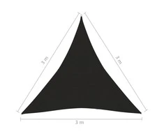 Uždanga nuo saulės, juodos spalvos, 3x3x3m, HDPE, 160g/m²