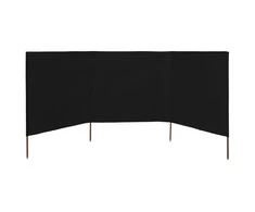 Uždanga nuo vėjo, 3 plokštės, juoda, 400x120cm, audinys