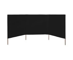 Uždanga nuo vėjo, 3 plokštės, juoda, 400x160cm, audinys