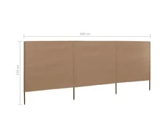 Uždanga nuo vėjo, 3 plokštės, taupe spalvos, 400x80cm, audinys