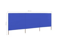 Uždanga nuo vėjo, 3 plokštės, žydra, 400x120cm, audinys