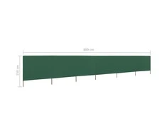Uždanga nuo vėjo, žalia, 800x120cm, audinys, 6 plokštės