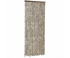 Užuolaida nuo musių, taupe ir balta, 100x200cm, šenilis