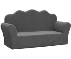 Vaikiška dvivietė sofa, antracito spalvos, minkštas pliušas
