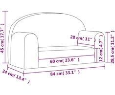 Vaikiška dvivietė sofa, antracito spalvos, minkštas pliušas
