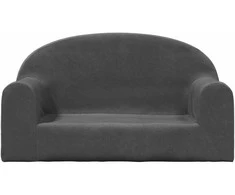 Vaikiška dvivietė sofa, antracito spalvos, minkštas pliušas