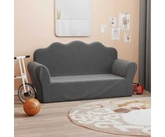 Vaikiška dvivietė sofa, antracito spalvos, minkštas pliušas