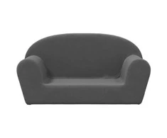 Vaikiška dvivietė sofa, antracito spalvos, minkštas pliušas