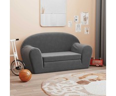 Vaikiška dvivietė sofa-lova, antracito, minkštas pliušas
