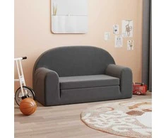 Vaikiška dvivietė sofa-lova, antracito, minkštas pliušas
