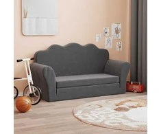 Vaikiška dvivietė sofa-lova, antracito, minkštas pliušas