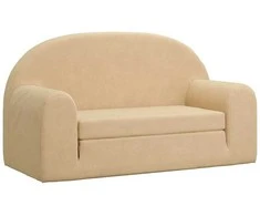 Vaikiška dvivietė sofa-lova, kreminės spalvos, minkštas pliušas