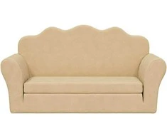 Vaikiška dvivietė sofa-lova, kreminės spalvos, minkštas pliušas