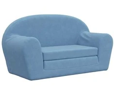 Vaikiška dvivietė sofa-lova, mėlynos spalvos, minkštas pliušas