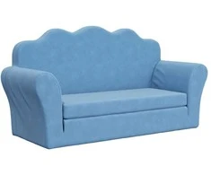 Vaikiška dvivietė sofa-lova, mėlynos spalvos, minkštas pliušas