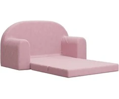 Vaikiška dvivietė sofa-lova, rožinės spalvos, minkštas pliušas