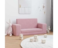 Vaikiška dvivietė sofa-lova, rožinės spalvos, minkštas pliušas