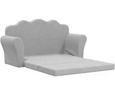 Vaikiška dvivietė sofa-lova, šviesiai pilka, minkštas pliušas