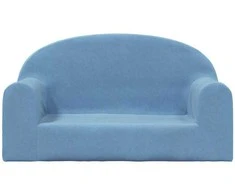 Vaikiška dvivietė sofa, mėlynos spalvos, minkštas pliušas