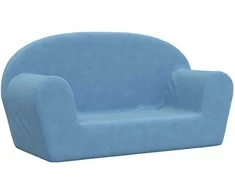 Vaikiška dvivietė sofa, mėlynos spalvos, minkštas pliušas