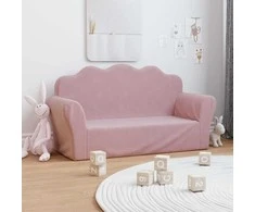 Vaikiška dvivietė sofa, rožinės spalvos, minkštas pliušas