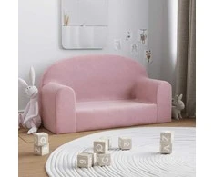 Vaikiška dvivietė sofa, rožinės spalvos, minkštas pliušas