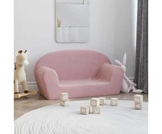 Vaikiška dvivietė sofa, rožinės spalvos, minkštas pliušas