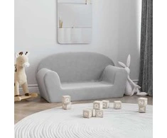 Vaikiška dvivietė sofa, šviesiai pilka, minkštas pliušas